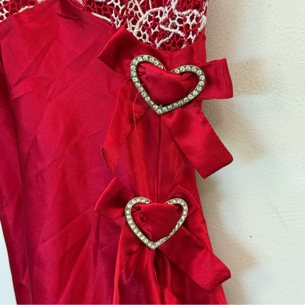Frederick’s Elegant Red Lace Babydoll Slip Dress S - Picture 3 of 6